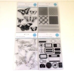 (4) Martha Stewart Clear Stamp Sets Butterfly Patterns Birds World Travel New